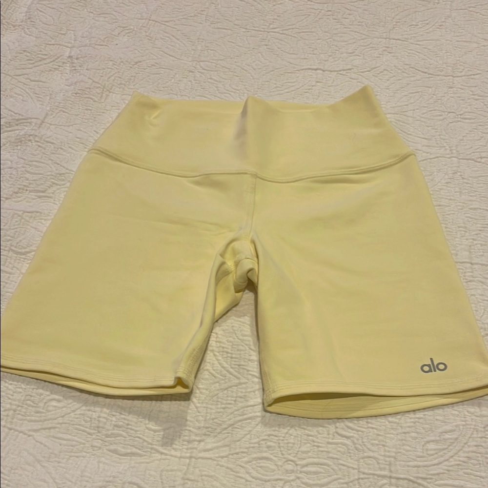 ALO Yoga Yellow Bike Shorts with Compression Fit